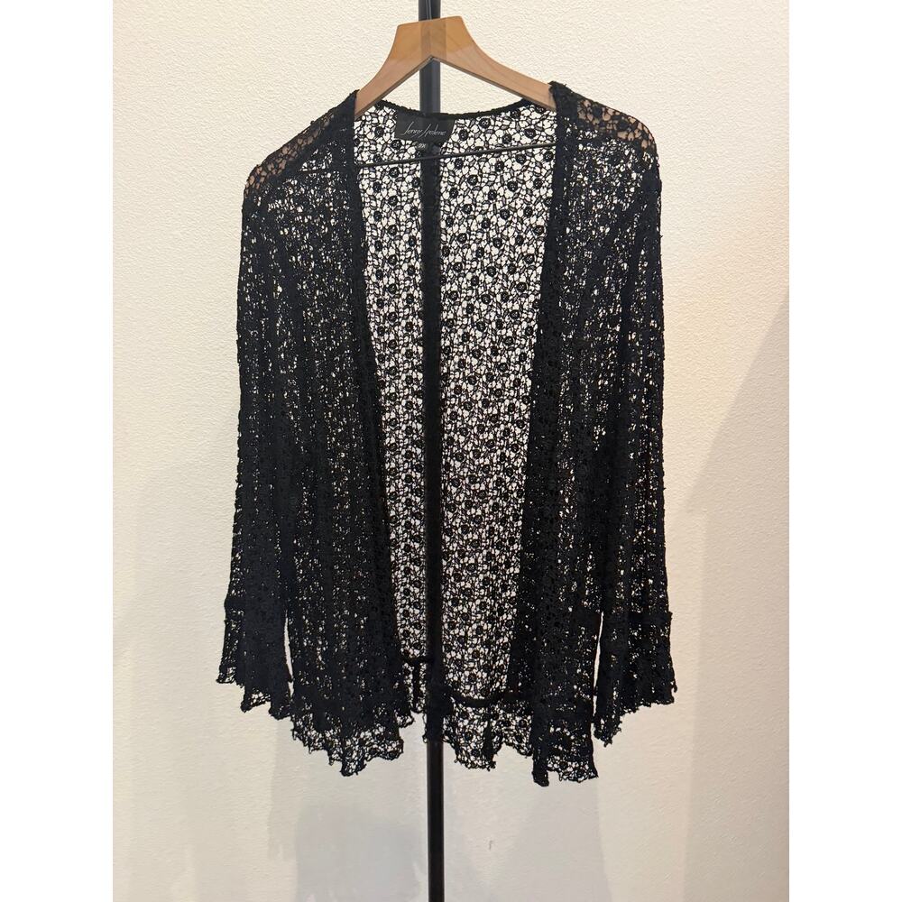 Jenny Helene black knit open front cardigan sz XL vintage - Picture 2 of 4